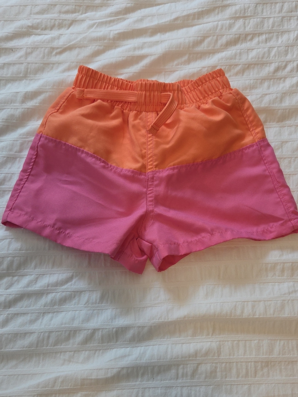 Primary Orange and Pink Colorblock Swim Shorts